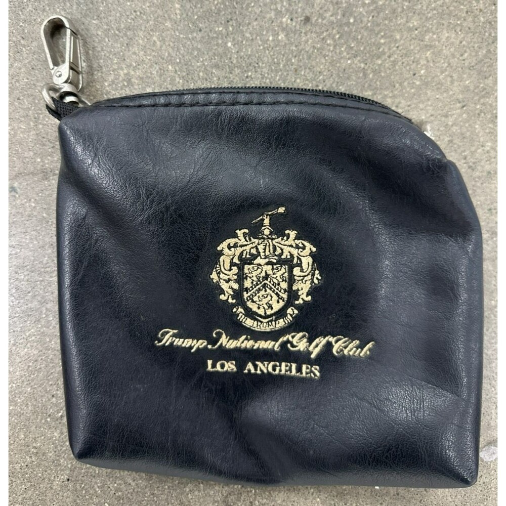 Trump National Golf Club Los Angeles Leather Valuables Zip Pouch Bag Black